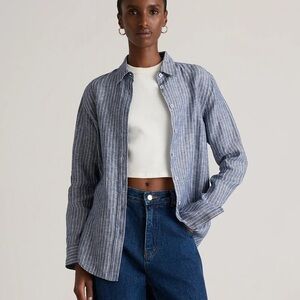 Quince Navy and White Striped Shirt